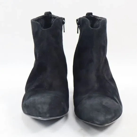 🔥AGL Notch Block Heel Leather Bootie, Black Suede 7.5US/37.5EU MSRP$550🔥